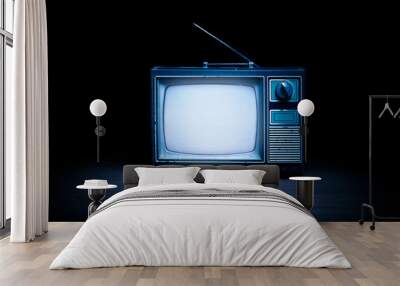 Retro television with white noise / high contrast image Wall mural