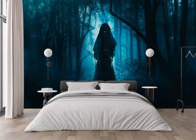 scary ghost lurking in the woods / high contrast image Wall mural