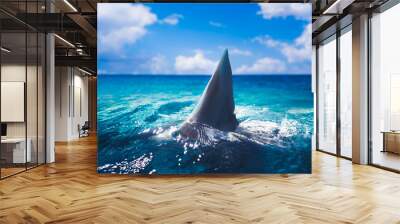 White shark fin above water Wall mural