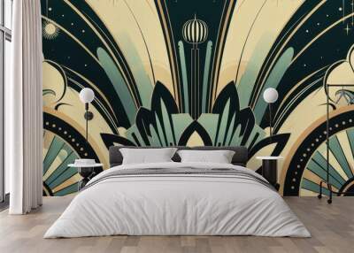 Abstract Art Deco Design with Celestial Elements. Wall mural