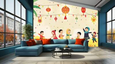 Colorful Eid Childrens Delight Wall mural