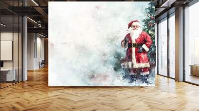 Santa Claus Standing by a Christmas Tree. Wall mural