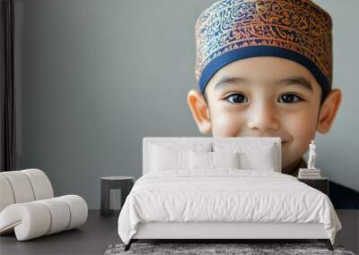 Smiling Boy in Traditional Clothing. Wall mural