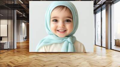 Smiling Little Girl in Headscarf. Wall mural