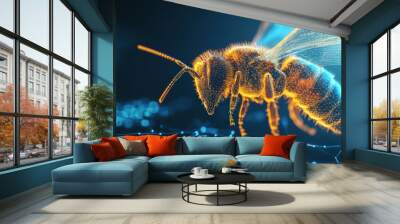 Digital Bee - A Wireframe Representation of Nature Wall mural