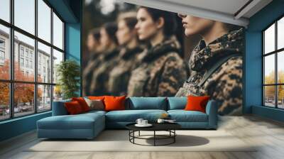 Female Soldiers in Military Training Wall mural