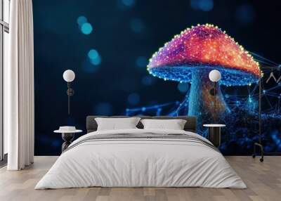 Glowing Mushroom in a Mystical Forest Wall mural