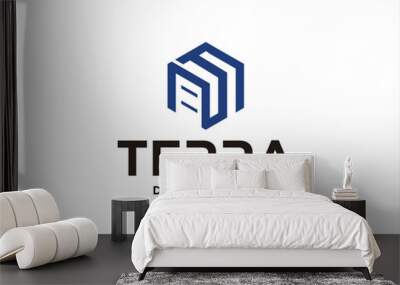 initial business name logo design geometric shape Wall mural