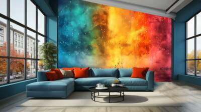 Abstract Colorful Nebula with Reflection on Water Surface Wall mural