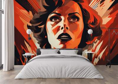 arrogant angry woman with an air of superiority in cartoon style Wall mural