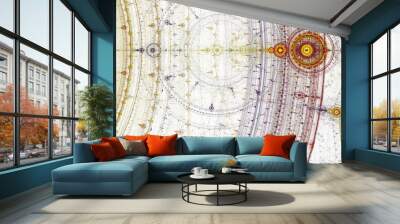 Abstract fractal circles compass on the white background Wall mural