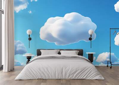 Beautiful White Clouds Floating in a Blue Sky  Perfect for Backgrounds and Design, Beautiful White Clouds Floating in a Blue Sky  Perfect for Backg Wall mural