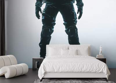 Closeup of Soldier Legs in Tactical Gear and Boots Wall mural