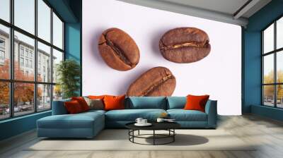 Coffee beans isolated with white background Wall mural