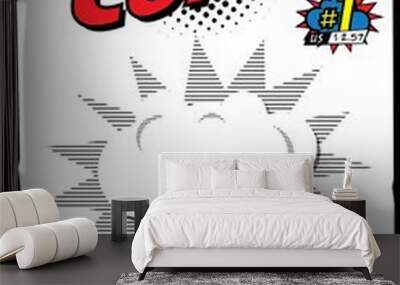 Comic book with cloud and explosion. Vector art. Wall mural