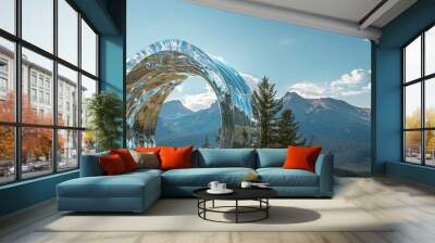 Colorado's Landscape Transformed Enter the Mesmerizing Ultra Realistic Liquid Glitch Portal with Scanlines Inside Wall mural