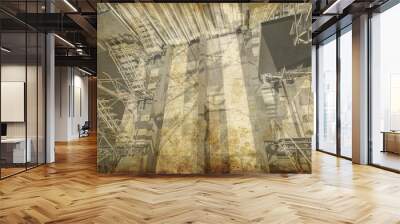 floor. modern industrial interior, stairs, clean space in indust Wall mural