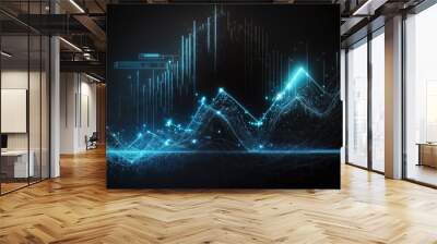 image of stock market graph, stop loss entry candles, take profit, profit and loss graph of the stock market created with Generative AI technology Wall mural