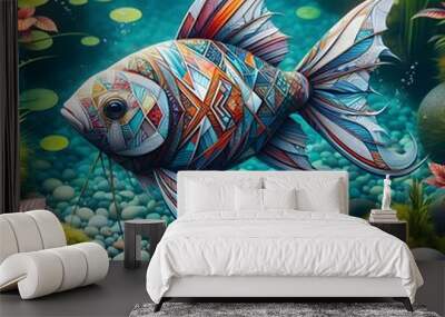 fish swimming in aquarium Wall mural