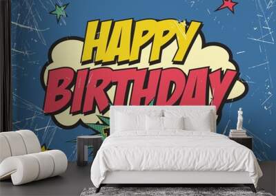 Happy birthday style vintage. Vector illustration. Wall mural