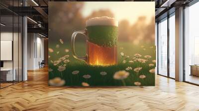 Mug chopp of St patrick's holiday Generative AI Art Illustration Wall mural