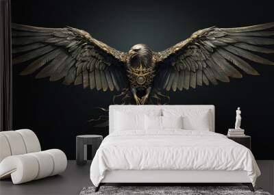 Mystic Hawk logo design isolated in black background Wall mural