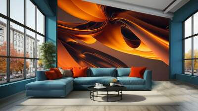 Orange abstract wallpaper, panoramic banner with orange color Wall mural