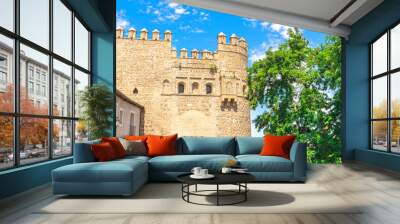 Puerta del Sol(Sun gate), Ancient gateway to the medieval city of Toledo, Spain. Wall mural