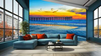 Pacific Beach Pier at Sunset, San Diego, California Wall mural