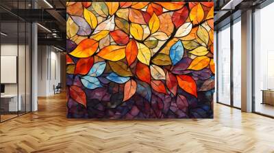 Colorful Autumn Leaves Stained Glass Artistic Texture Pattern Wall mural