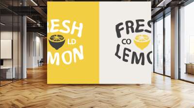 Vintage fresh lemon illustration vector design for print and apparel. Wall mural