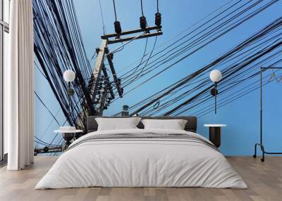 Communication and power wires Wall mural