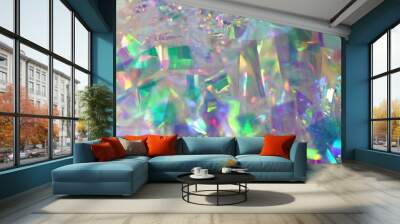 Holographic iridescent neon gradient background. Abstract blurred foil texture with multiple rainbow colors Wall mural