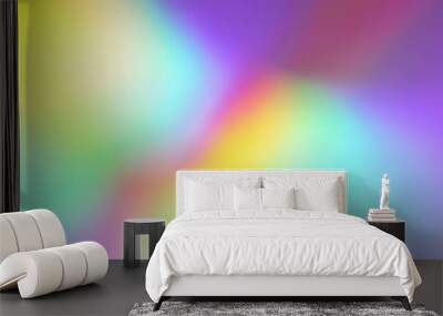 Soft blurry rainbow color mix holographic iridescent gradient. Hologram glitch. Light through a prism and smoke. Abstract background Wall mural