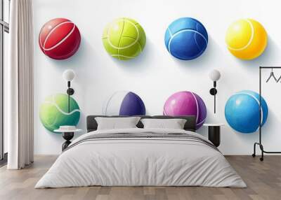 Sport balls vector icon set. Colorful balls for football, basketball, tennis, bowling and billiards symbol. Wall mural