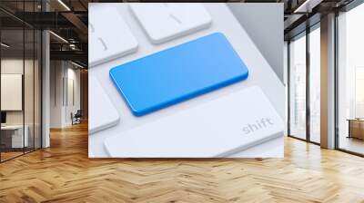 Modern keyboard with blank blue key to enter text or logo with copy space. 3d illustration. Wall mural