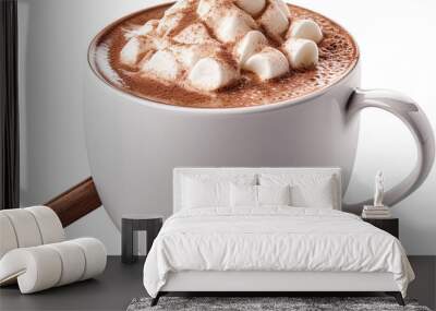 cup of hot chocolate cocoa on white background  Wall mural