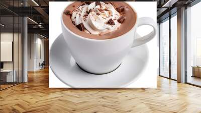 Cup of Hot Chocolate with Cream. Isolated on Transparent Background Wall mural