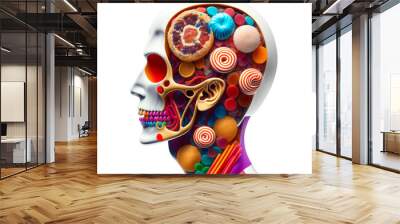 male and female head skeleton skull autonomy candy sugar unhealthy diet - C - Alpha Wall mural