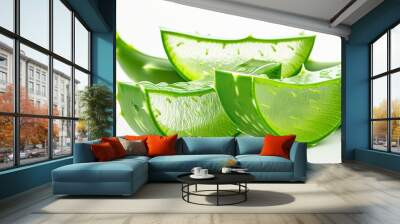 Aloe vera fresh leaf isolated on white background. Close up Wall mural