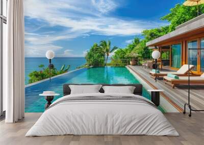 Luxury Villa with Infinity Pool Overlooking the Sea Wall mural