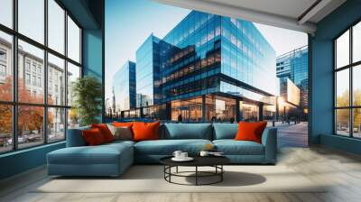 Modern office building in the city. Business and financial concept Wall mural