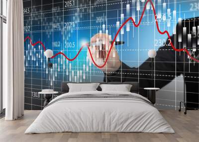 Stock exchange chart,Business analysis diagram. Wall mural