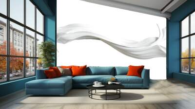 white fabric cloth flowing on wind, wave flying movement, 3d rendering Wall mural