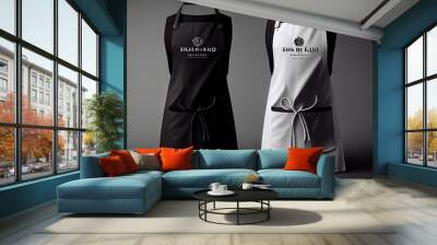 White and black aprons mockup, modern black and white apron, Ai generated image  Wall mural