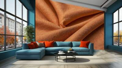 slightly rough orange cotton fabric texture Wall mural