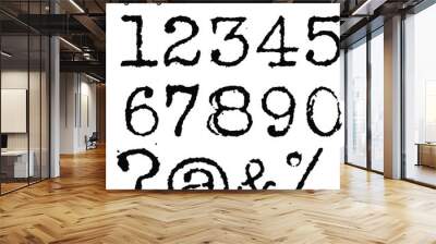 vector set of acrylic or calligraphy ink numbers. ABC for your design, brush lettering, Numbers written with a brush. Hand drawn Numbers. Watercolor vector. Grunge design elements, Grungy painted obje Wall mural