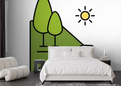 Meadow field sun landscape line icon. Element of landscapes icon Wall mural