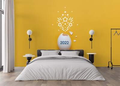 Eggshell and inscription: 2022. The symbol of the coming 2022 Wall mural