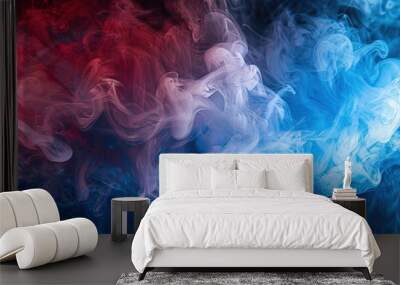 abstract red and blue smoke Wall mural